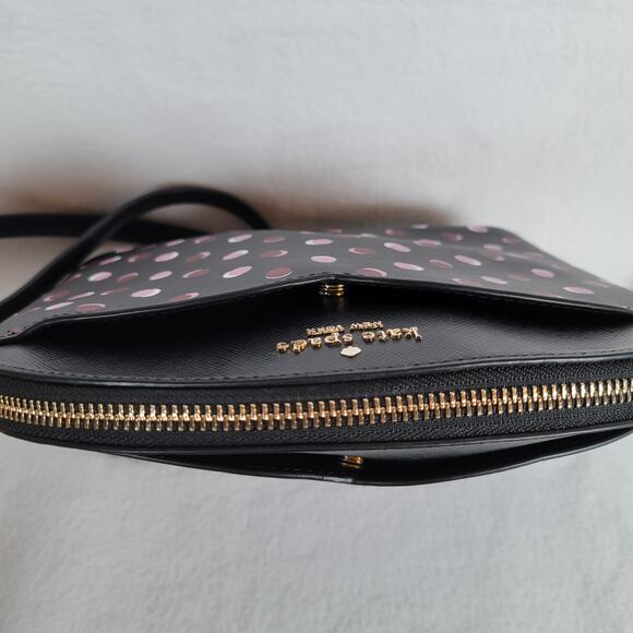 Kate Spade Womens Payton Dome Crossbody Fiesta Zip Polka Dots Bag Black Small - Picture 4 of 9
